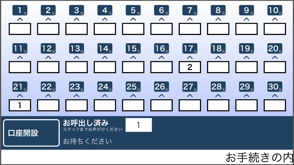 大画面出力時に窓口数３０番までを表示